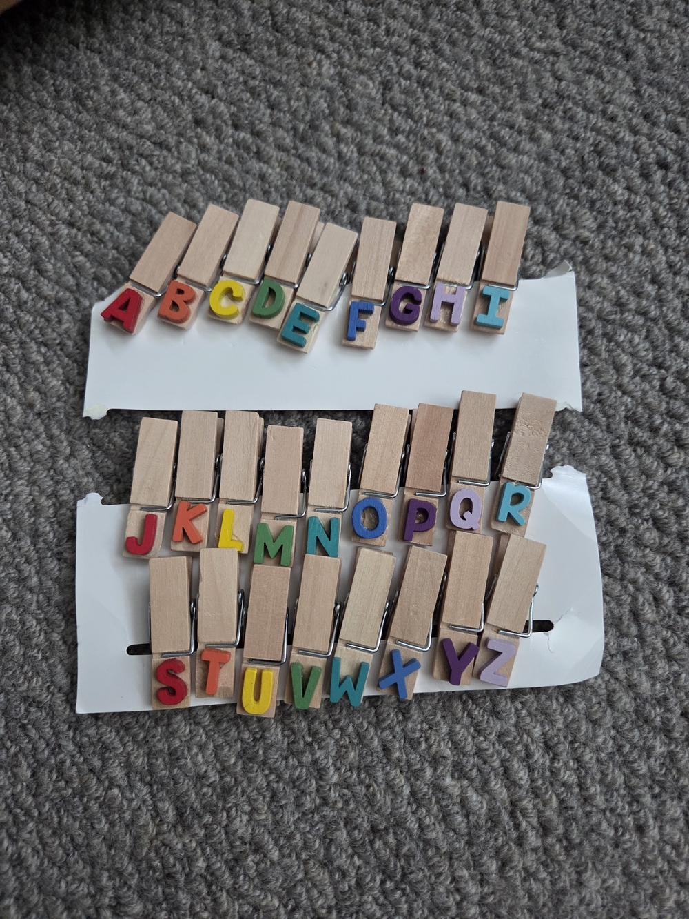 Target Colorful Wooden Alphabet Clothespin Set - Red Yellow Green Blue Purple